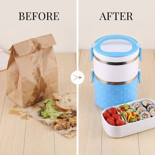 2-Layer Leak-Resistant Lunch Box – Blue