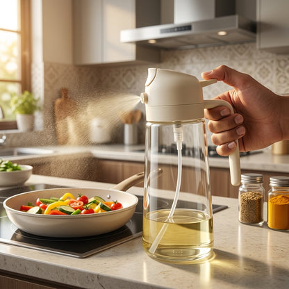 2-in-1 Oil Dispenser & Sprayer Bottle – Leak-Proof Cooking Oil Spray Bottle