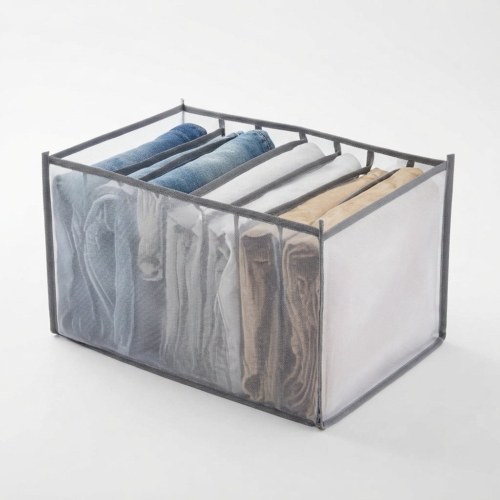 7-Compartment Foldable Clothes Storage Organizer – Black | SBZONE Pakistan