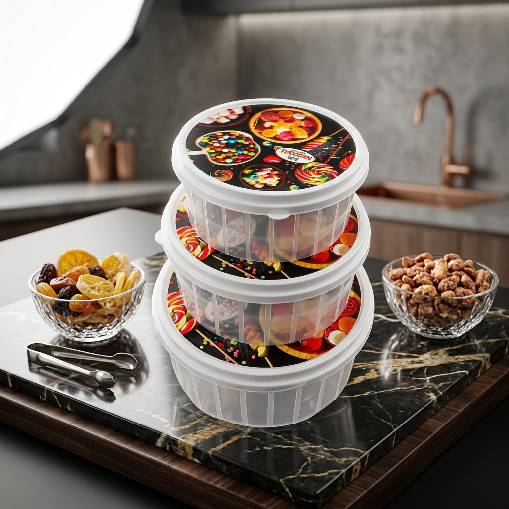 3-Piece Stackable Storage Bowl Set with Lids