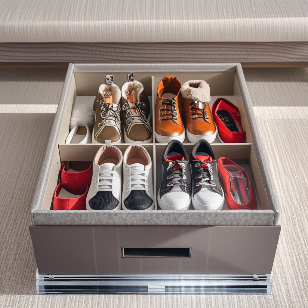12-Grid Under-Bed Shoe Organizer with Transparent Cover | SBZONE Pakistan