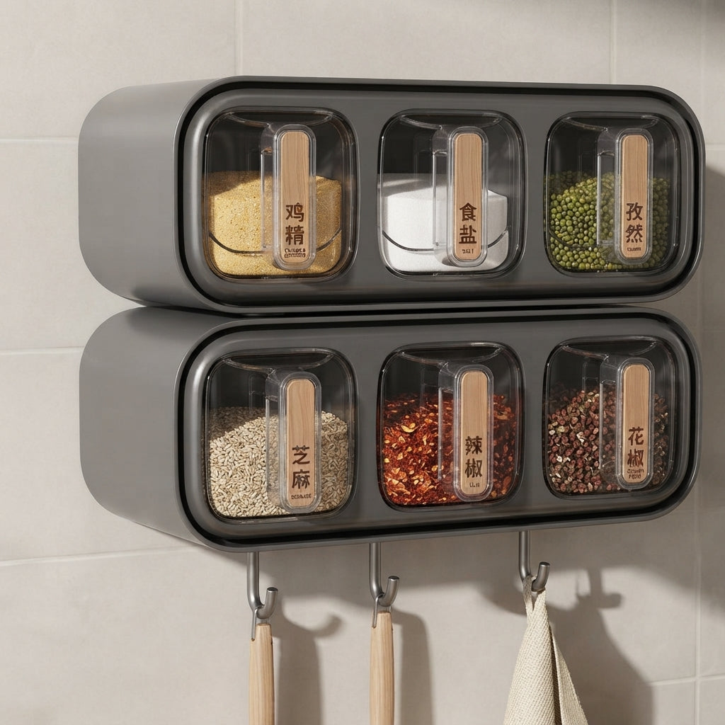 Wall Mounted Seasoning Box – Transparent Spice & Condiment Organizer | SBZONE Pakistan