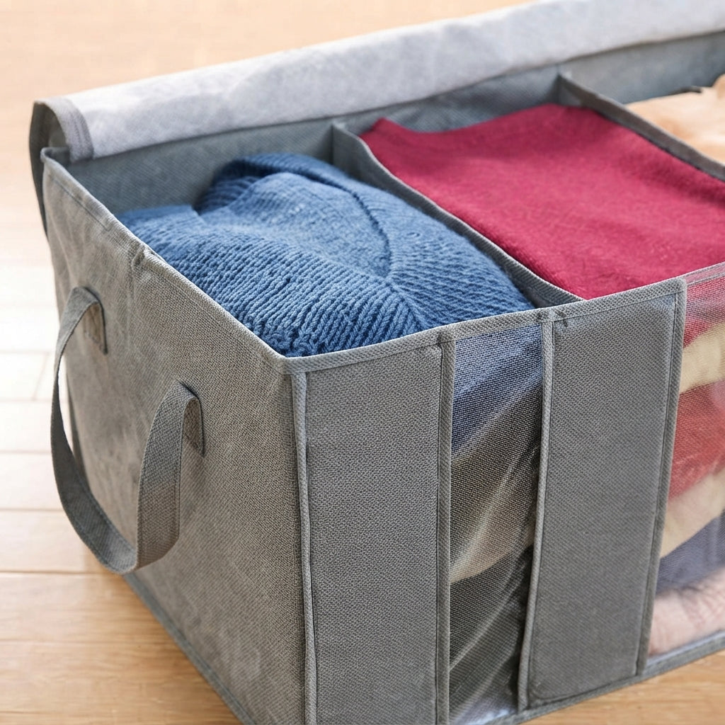 Grey Non-Woven Clothes Storage Bag for Home & Travel