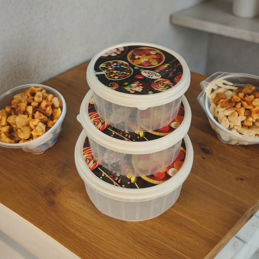 3-Piece Stackable Storage Bowl Set with Lids | SBZONE Pakistan