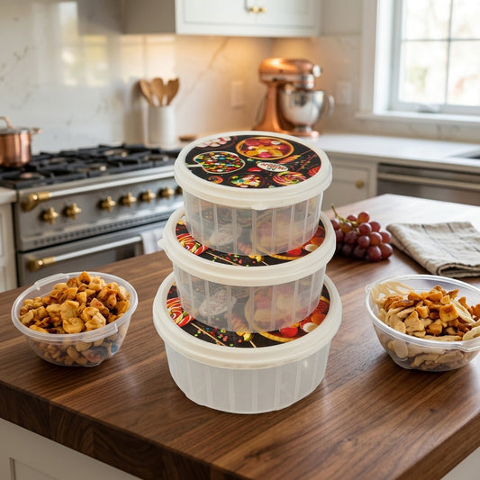 3-Piece Stackable Storage Bowl Set with Lids