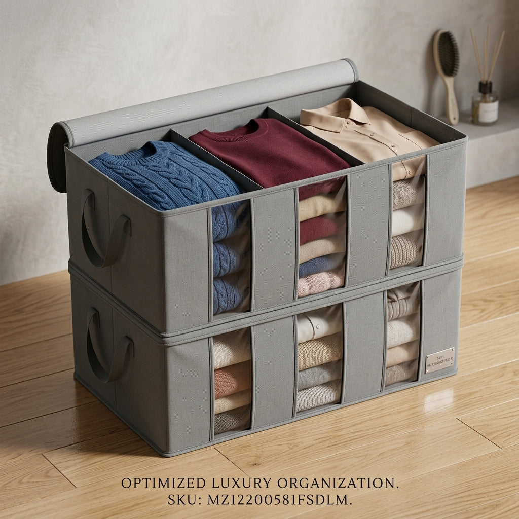 3-Compartment Clothes Storage Organizer with Clear Window