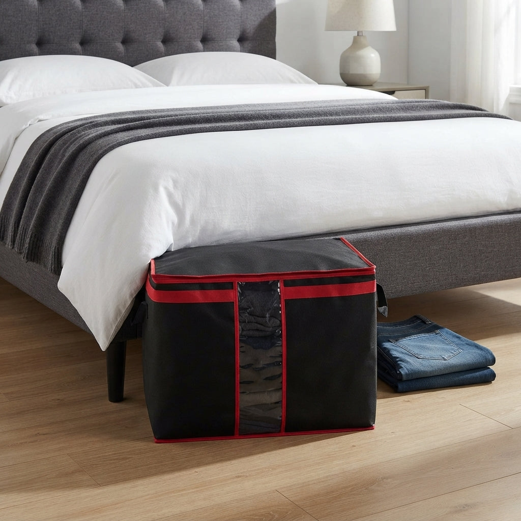 Large Clothes Storage Bags 19×19×11 Inches – Black & Red