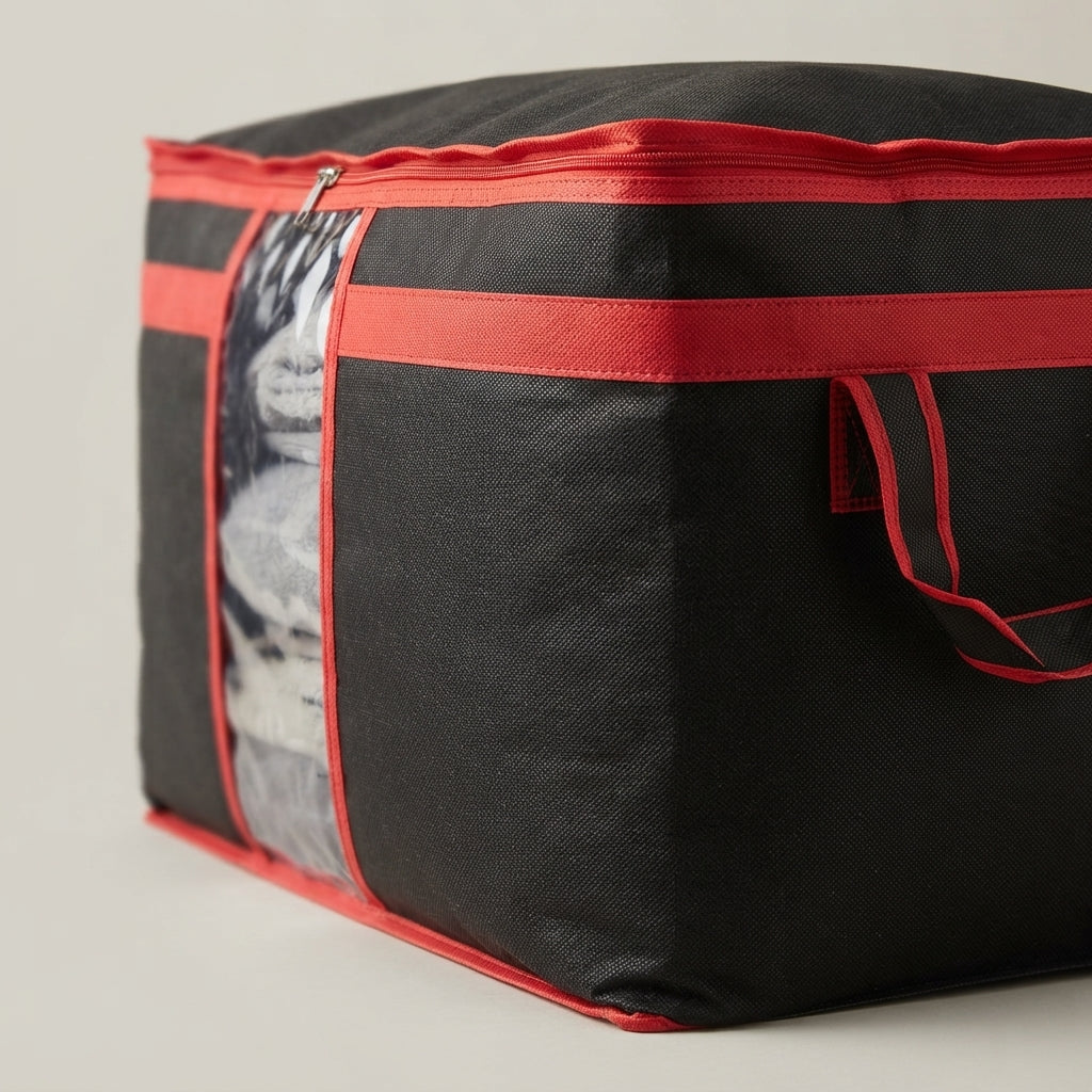 Large Clothes Storage Bags 19×19×11 Inches – Black & Red | SBZONE Pakistan