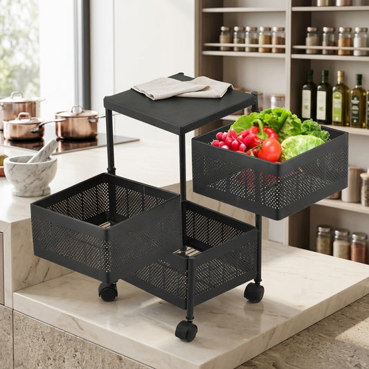 3-Tier Rotatable Iron Fruit & Vegetable Basket | SBZONE Pakistan