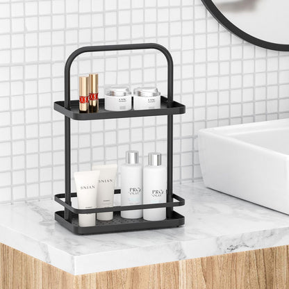 Black 2-Tier Stainless Steel Bathroom Organizer Shelf - additional product view 4