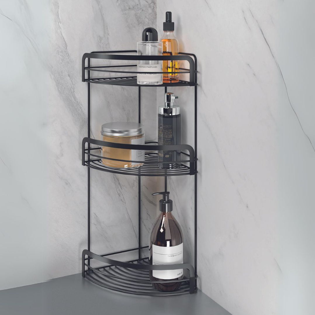 Black Iron 3-Tier Bathroom Corner Shelf – Rust-Resistant Design - additional product view 4