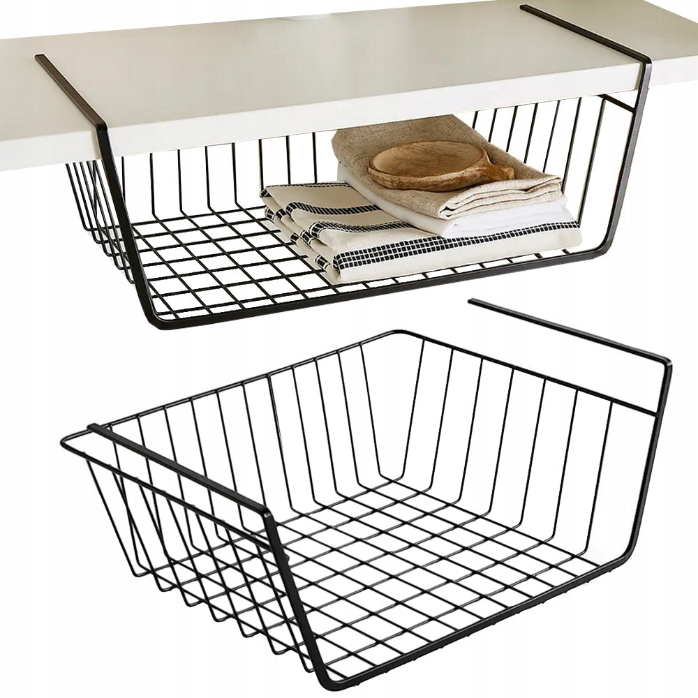 Black Metal Under-Shelf Storage Basket – No-Drill Organizer - additional product view 4