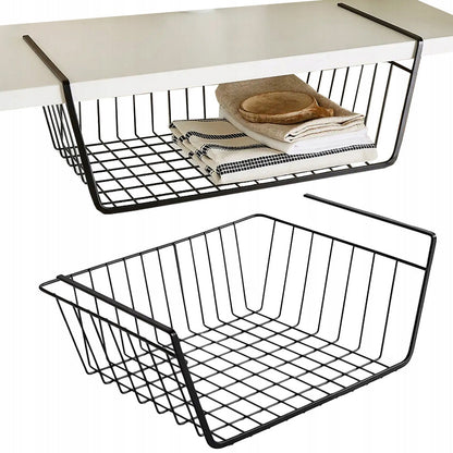 Black Metal Under-Shelf Storage Basket – No-Drill Organizer - additional product view 4