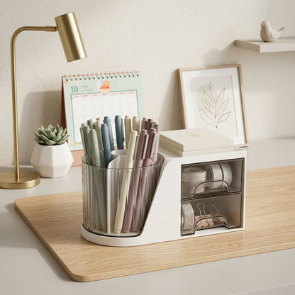 Clear Acrylic Desk Organizer with Pen Holder & Storage Drawers | SBZONE Pakistan