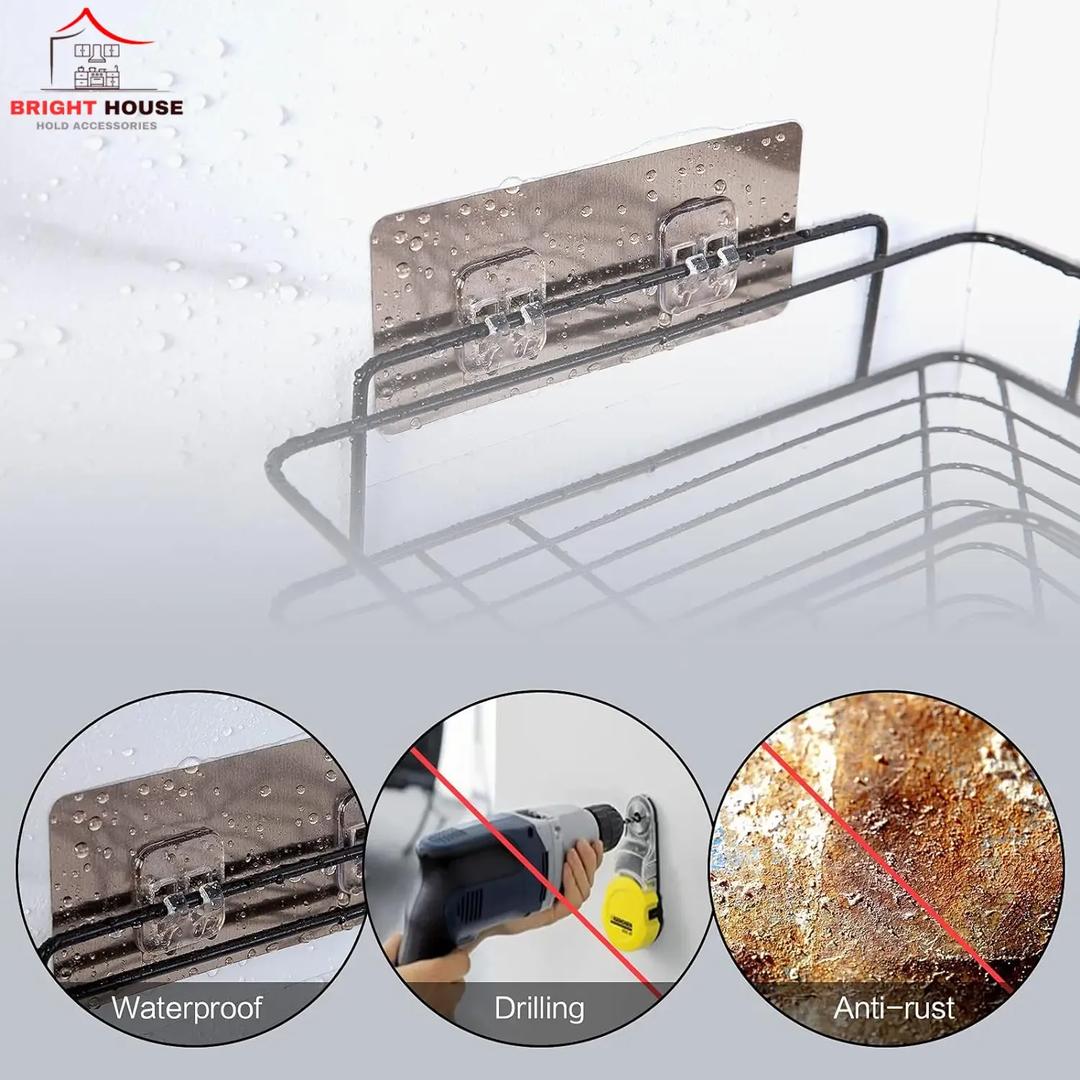 Bathroom shelf with hanging loofah holder
