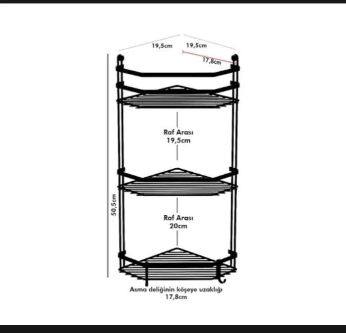 Black iron three-tier bathroom shelf