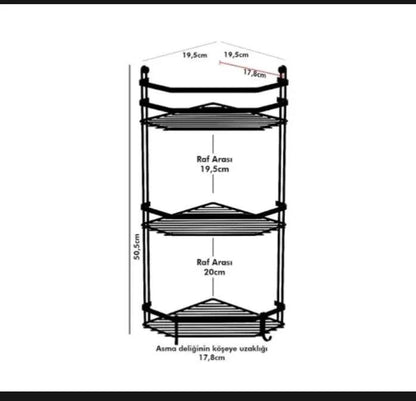 Black iron three-tier bathroom shelf