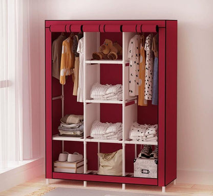 3-Door Clothes Storage Wardrobe Organizer – Red & Black - product image 1