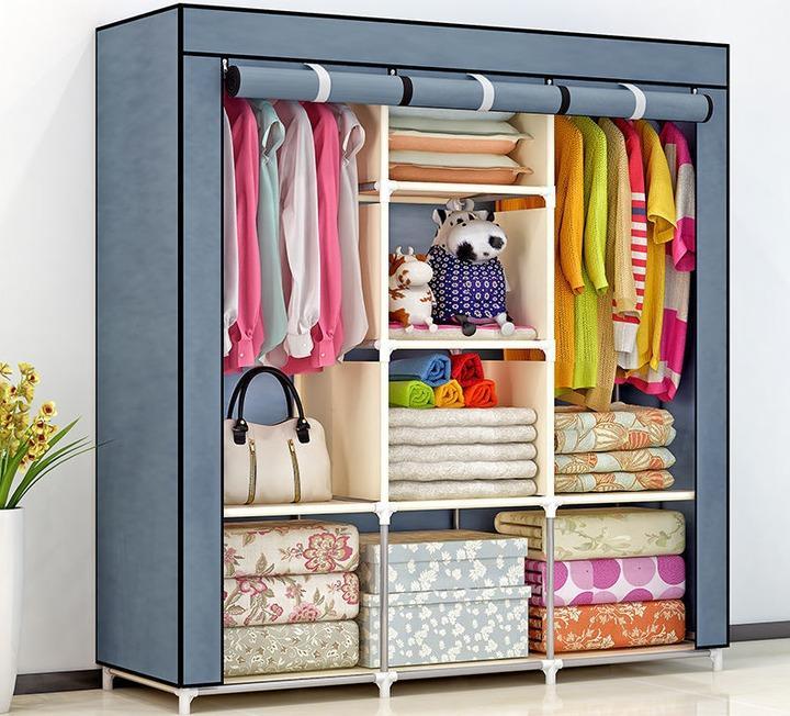 3-Door Clothes Storage Wardrobe Organizer – Red & Black - product image 3