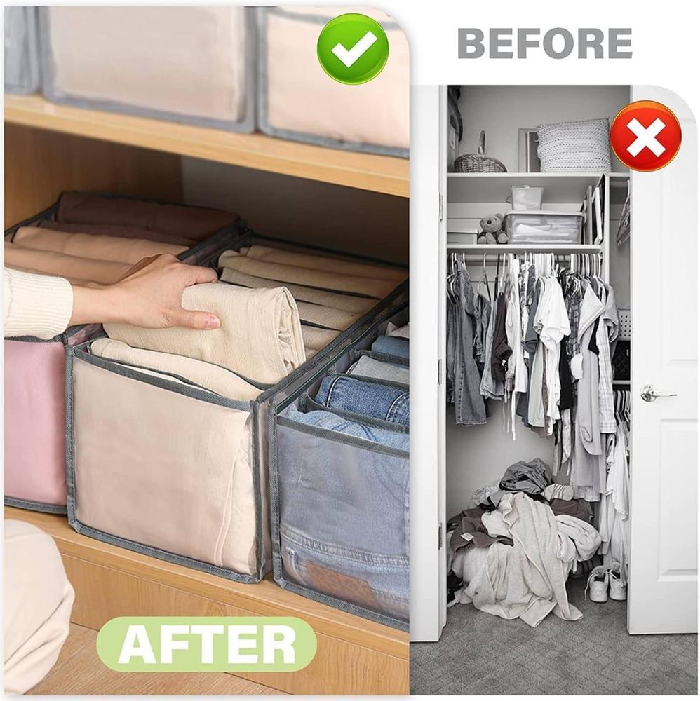 7-Compartment Foldable Clothes Storage Organizer – Black - product image 4
