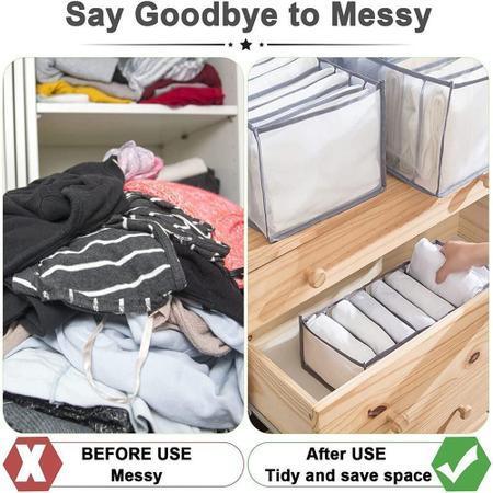 7-Compartment Foldable Clothes Storage Organizer – Black - product image 5