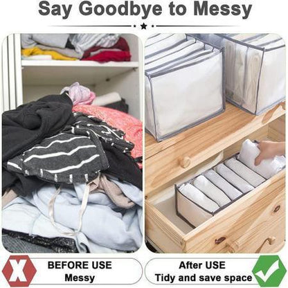 7-Compartment Foldable Clothes Storage Organizer – Black - product image 5