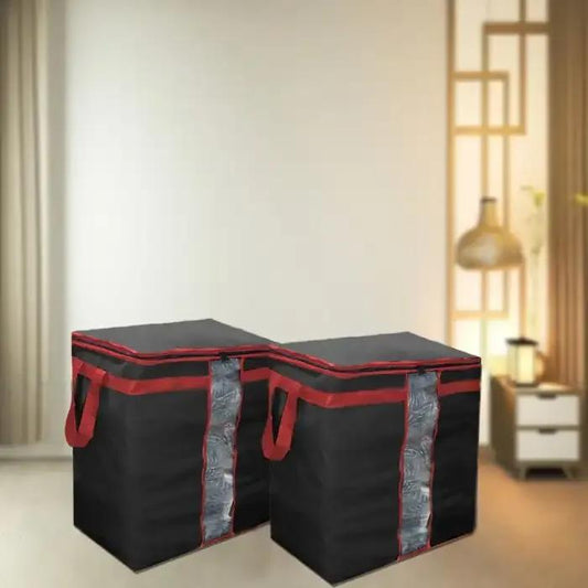 Large Clothes Storage Bags 19×19×11 Inches – Black & Red - product image 1