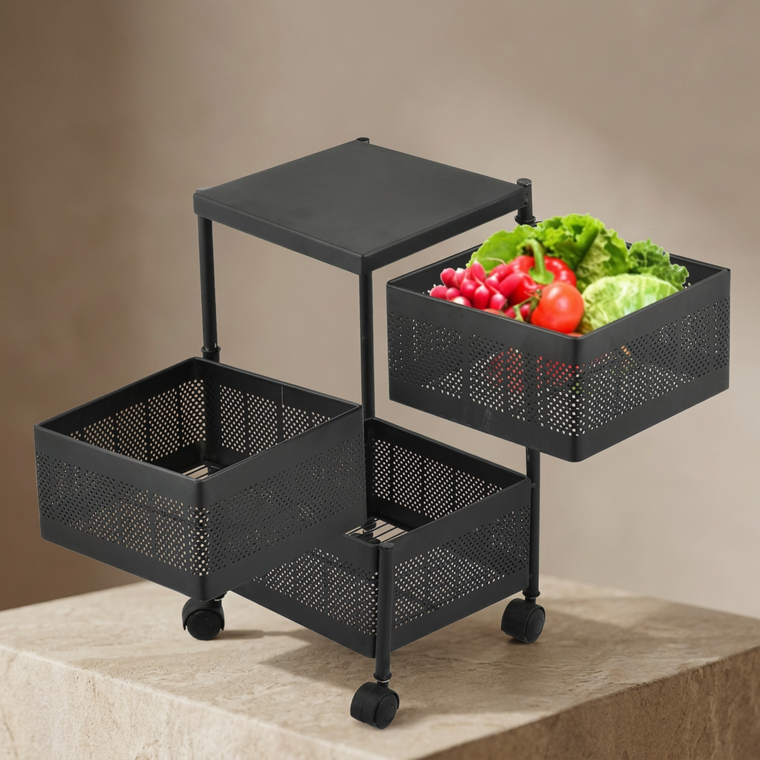 3-Tier Rotatable Iron Fruit & Vegetable Basket | Food Storage Pakistan | SBZONE | Image 1