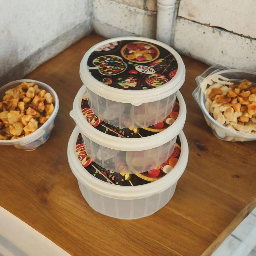 3-Piece Stackable Storage Bowl Set with Lids | Food Storage Pakistan | SBZONE | Image 1
