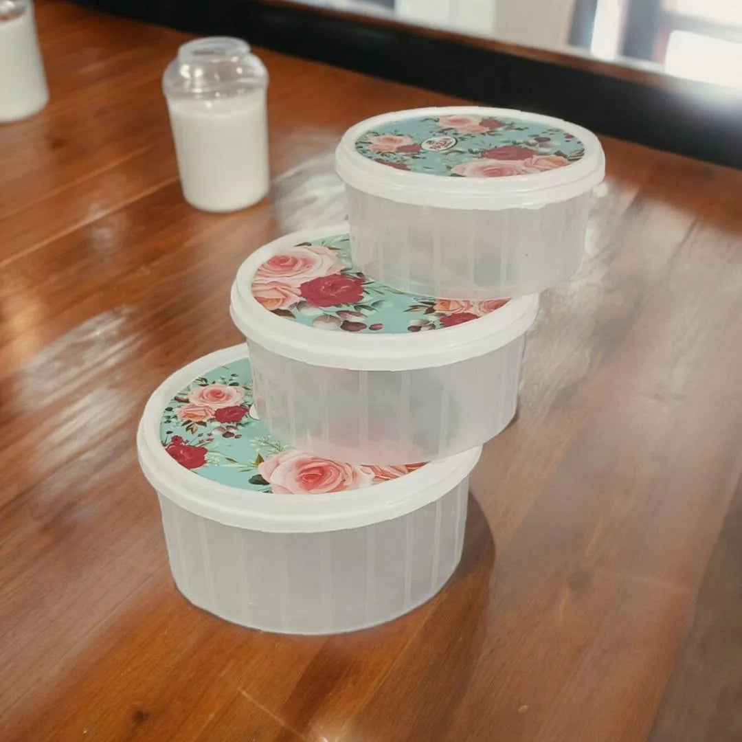 3-Piece Stackable Storage Bowl Set with Lids | Food Storage Pakistan | SBZONE | Image 3