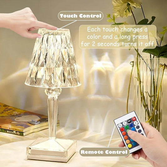 Rechargeable Crystal Table Lamp with Touch & Remote | Smart Home Gadget Pakistan | SBZONE | Image 1