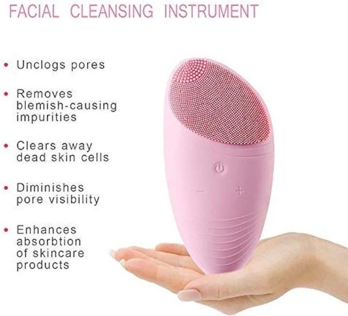 Rechargeable Silicone Facial Cleansing Brush – Pink | SBZONE Pakistan | Image 1