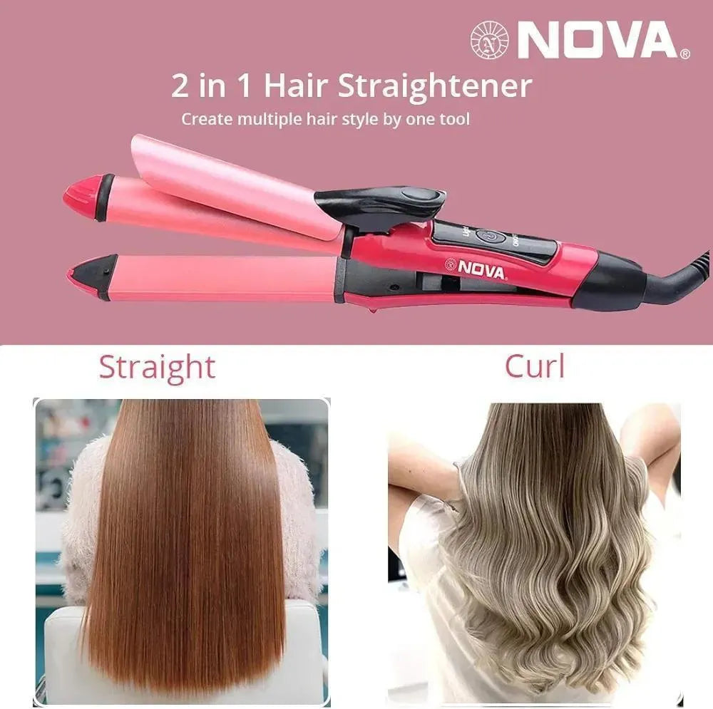 Nova 2-in-1 Hair Straightener & Curler – Pink | SBZONE Pakistan | Image 1