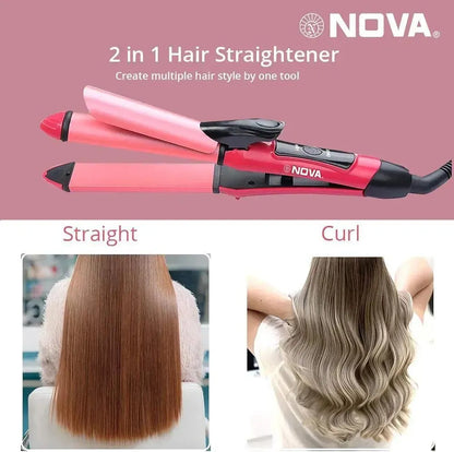 Nova 2-in-1 Hair Straightener & Curler – Pink | SBZONE Pakistan | Image 1