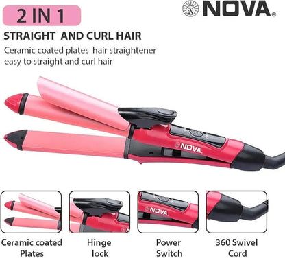Nova 2-in-1 Hair Straightener & Curler – Pink | SBZONE Pakistan | Image 3