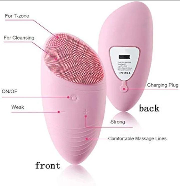 Rechargeable Silicone Facial Cleansing Brush – Pink | SBZONE Pakistan | Image 5