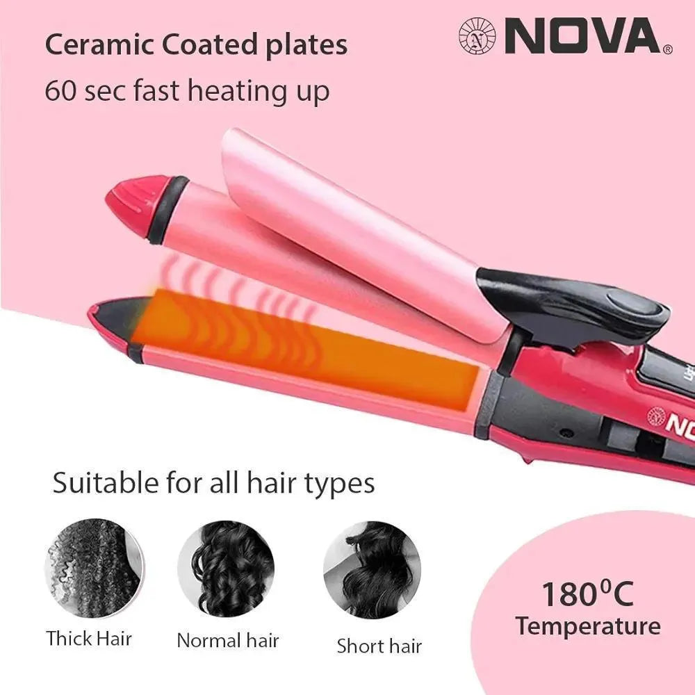 Nova 2-in-1 Hair Straightener & Curler – Pink | SBZONE Pakistan | Image 5