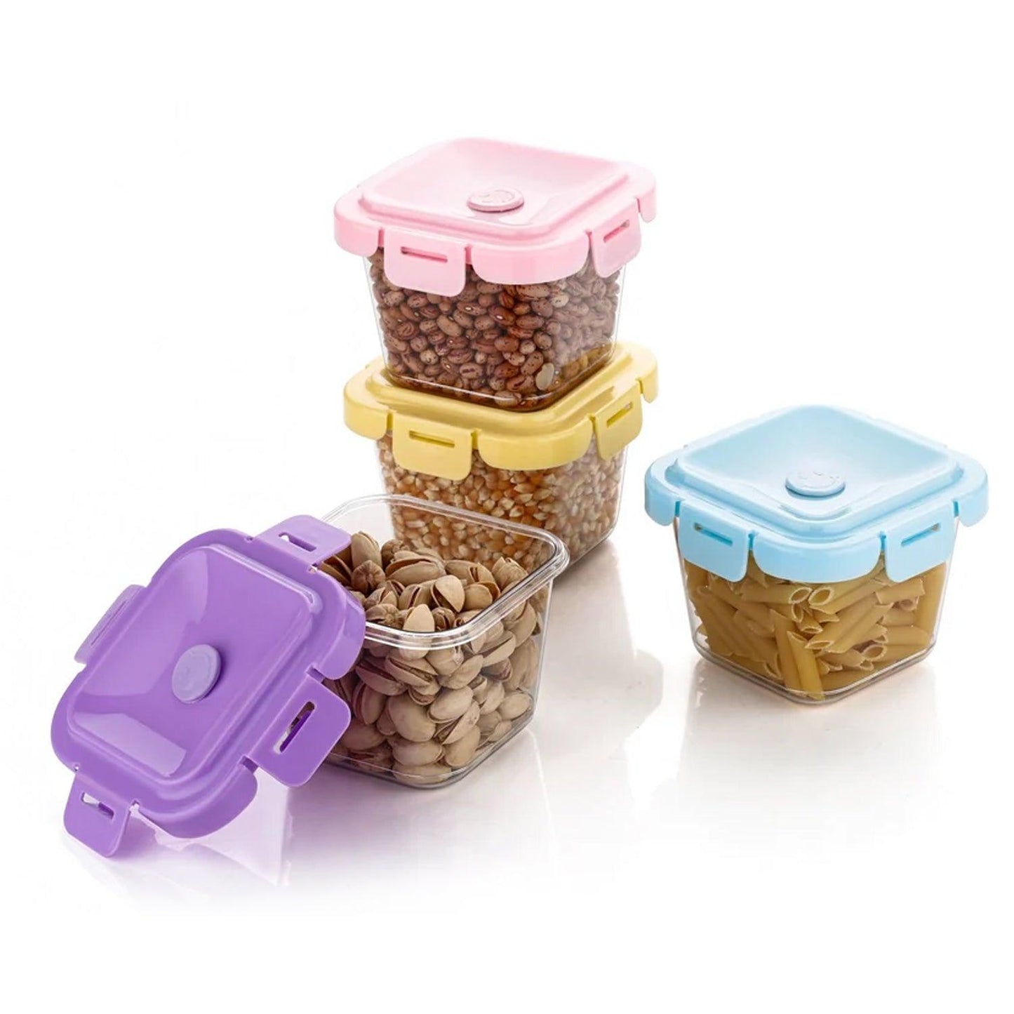 Four reusable kitchen storage containers