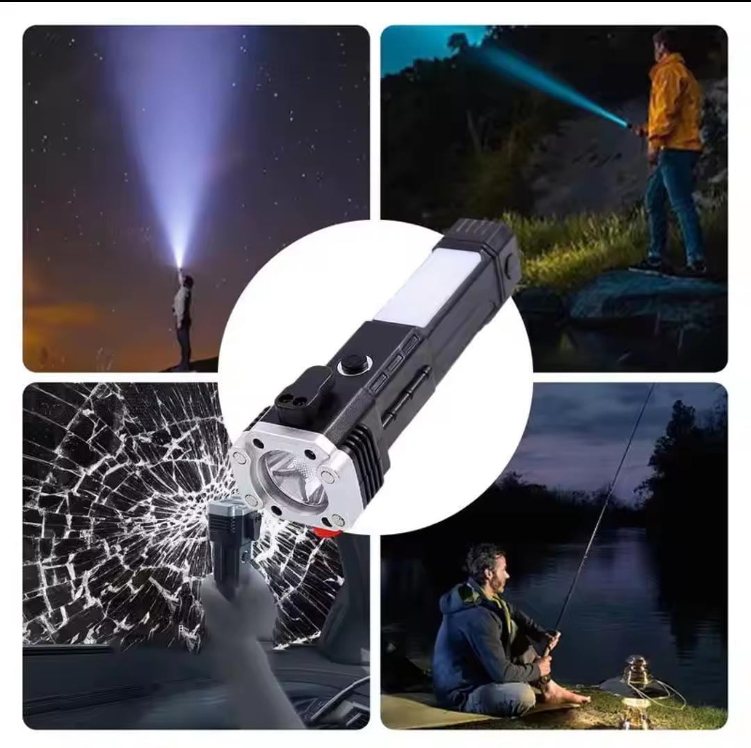 Rechargeable Emergency LED Torch with Window Hammer & Belt Cutter - product image 4