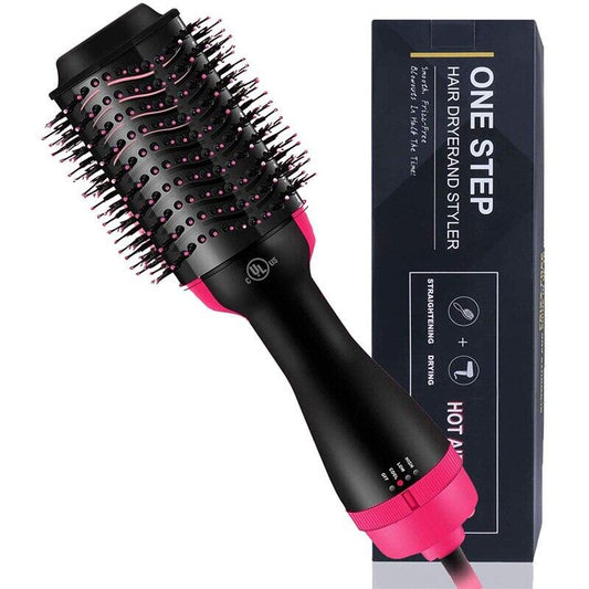 One-step hot air hair dryer and styler brush