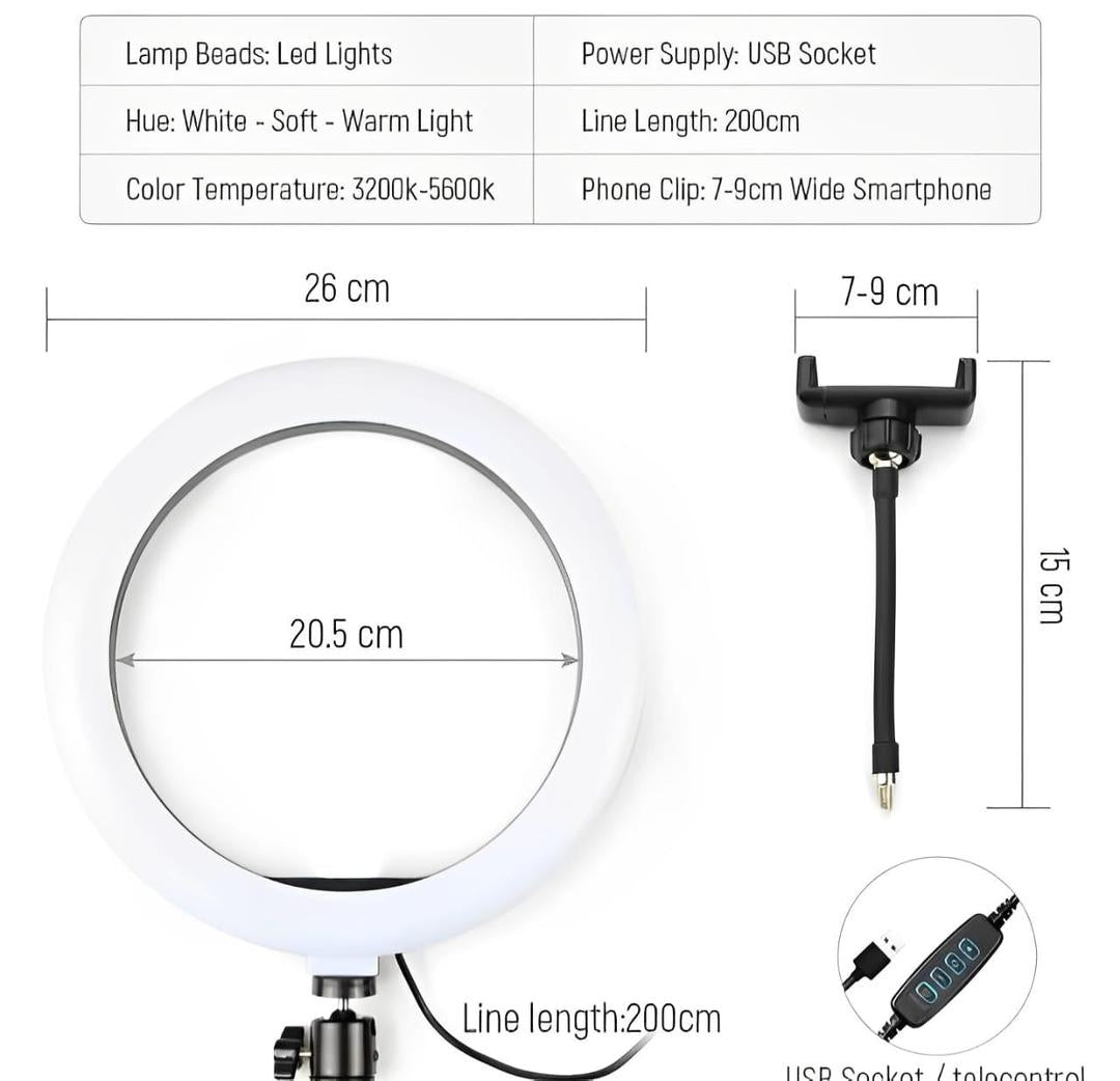 26cm LED Ring Light with Metal Tripod Stand - product image 4