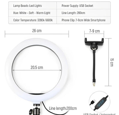 26cm LED Ring Light with Metal Tripod Stand - product image 4