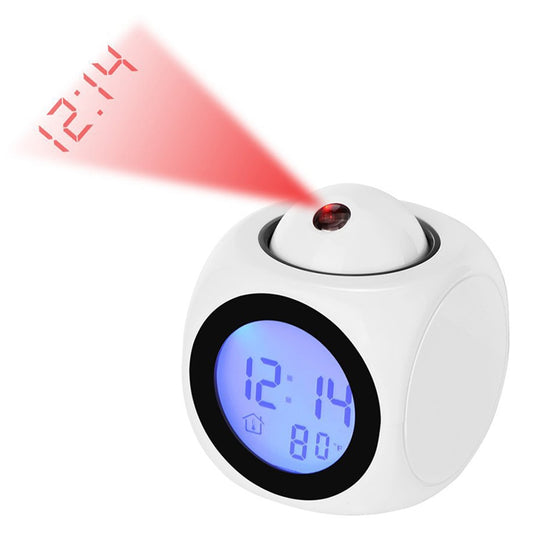 White digital projection alarm clock