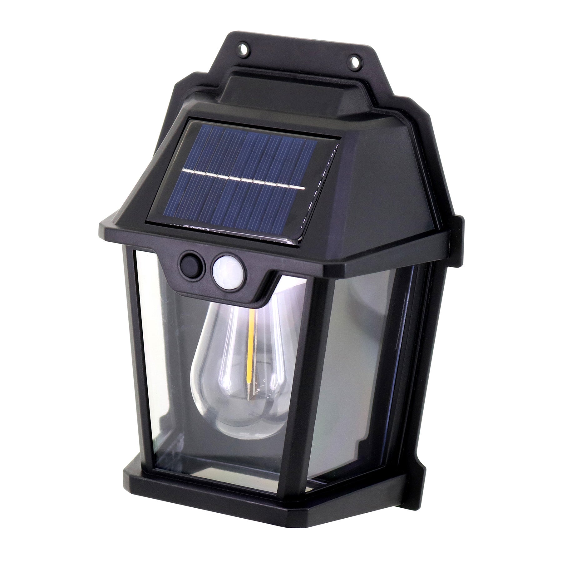 Solar powered motion activated garden lamp
