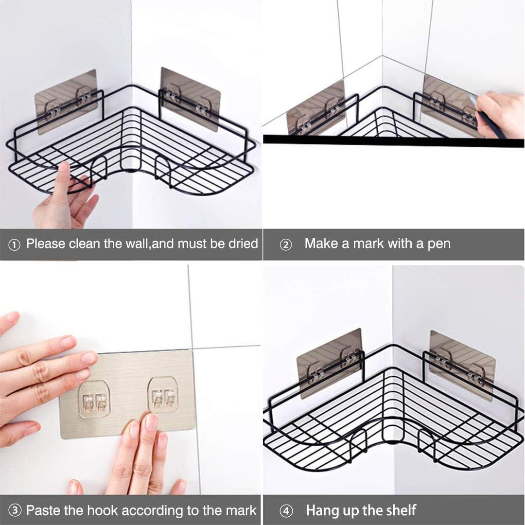 Black stainless steel corner organizer shelf