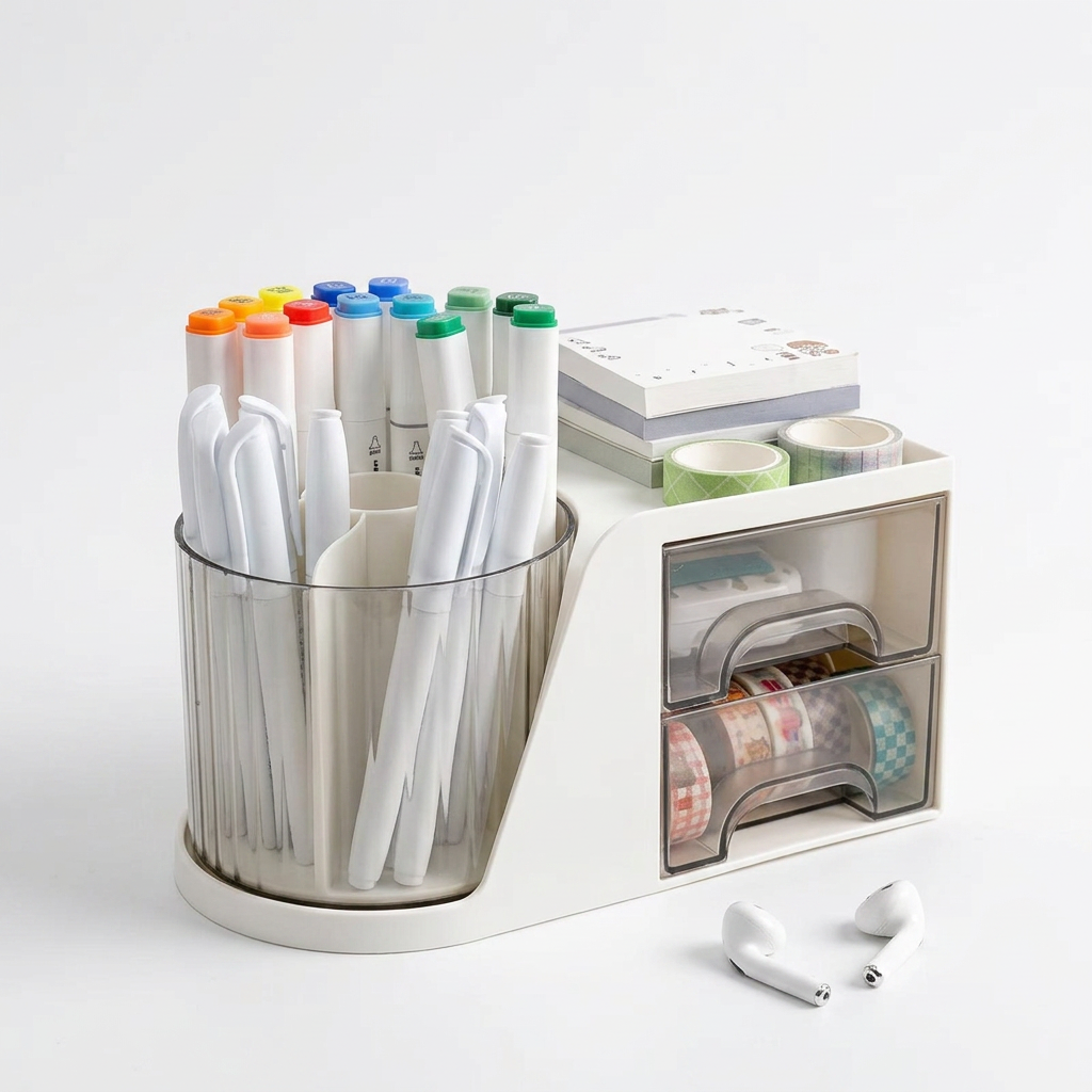 Clear Acrylic Desk Organizer with Drawers