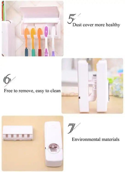 Automatic toothpaste dispenser and toothbrush holder