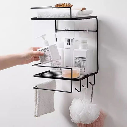 Black three-tier bathroom organizer shelf
