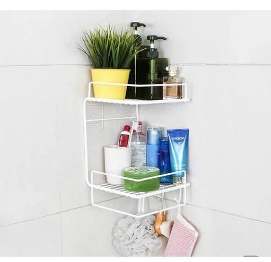 Wall-mounted three-tier shelf detail